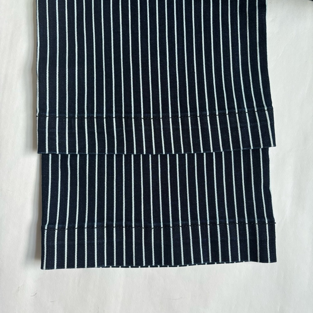 Judy Blue Tummy Control Striped Blue White Straight Leg Jeans Size 15/32 - Picture 10 of 17